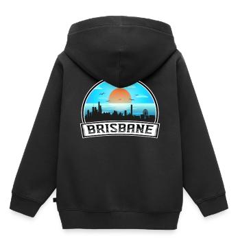 Brisbane Australie Skyline Vintage Sunset Travel S - Sweat Premium à capuche enfant bio - noir - Dos - AI Model Kid Male (0cm)