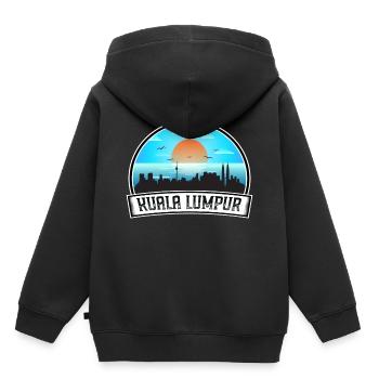 Kuala Lumpur Malaysia Skyline Vintage Sunset Trave - Kinder Premium Organic Hoodie - Schwarz - Hinten - AI Model Kid Male (0cm)