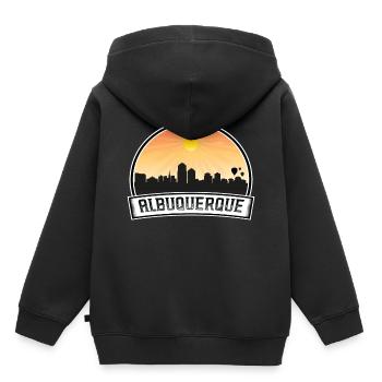 Albuquerque Nouveau-Mexique États-Unis Skyline Vintage Coucher de soleil - Sweat Premium à capuche enfant bio - noir - Dos - AI Model Kid Male (0cm)