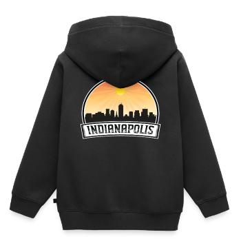 Indianapolis Indiana États-Unis Skyline Vintage Sunset Tr - Sweat Premium à capuche enfant bio - noir - Dos - AI Model Kid Male (0cm)