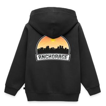 Anchorage Alaska États-Unis Skyline Vintage Sunset Travel - Sweat Premium à capuche enfant bio - noir - Dos - AI Model Kid Male (0cm)