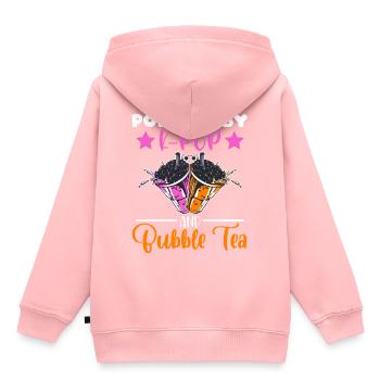 Powered By K-pop And Bubble Tea Simple Music Top - Kinder Premium Organic Hoodie - Rosa - Hinten - AI Model Kid Female (0cm)