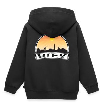 Kiew Ukraine Skyline Vintage Sonnenuntergang Reise Souveni - Kinder Premium Organic Hoodie - Schwarz - Hinten - AI Model Kid Male (0cm)
