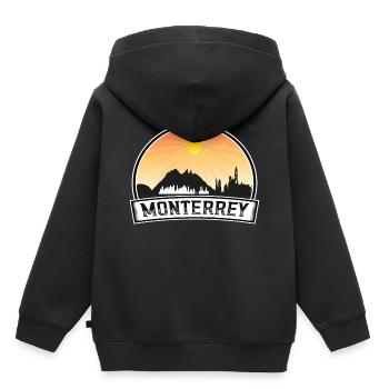 Monterrey Mexiko Skyline Vintage Sonnenuntergang Reise Sou - Kinder Premium Organic Hoodie - Schwarz - Hinten - AI Model Kid Male (0cm)