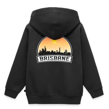 Brisbane Australie Skyline Vintage Sunset Travel S - Sweat Premium à capuche enfant bio - noir - Dos - AI Model Kid Male (0cm)