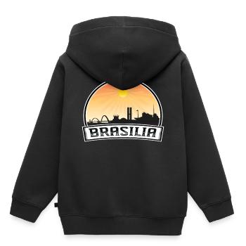 Brasilia Brasilien Skyline Vintage Sonnenuntergang Reise Souv - Kinder Premium Organic Hoodie - Schwarz - Hinten - AI Model Kid Male (0cm)