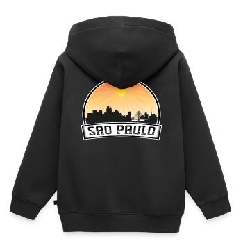 Sao Paulo Brésil Skyline Vintage Sunset Travel Sou - Sweat Premium à capuche enfant bio - noir - Dos - AI Model Kid Male (0cm)