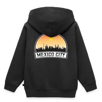 Mexico City Mexico Skyline Vintage Sunset Travel S - Sweat Premium à capuche enfant bio - noir - Dos - AI Model Kid Male (0cm)