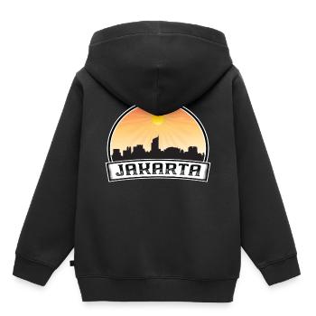Jakarta Indonesien Skyline Vintage Sonnenuntergang Reisen So - Kinder Premium Organic Hoodie - Schwarz - Hinten - AI Model Kid Male (0cm)