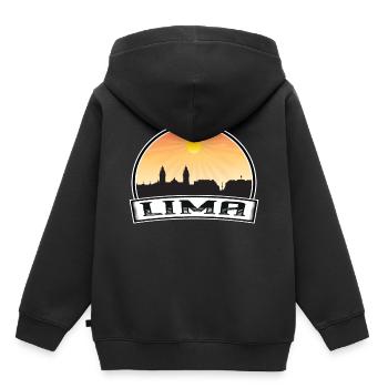 Lima Peru Skyline Vintage Sonnenuntergang Reise Souvenir - Kinder Premium Organic Hoodie - Schwarz - Hinten - AI Model Kid Male (0cm)