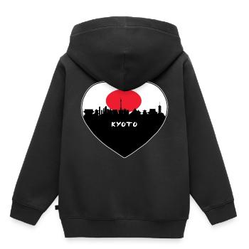 Kyoto Japan Flag Skyline Travel Souvenir - Kids Premium Organic Hoodie - black - Back - AI Model Kid Male (0cm)