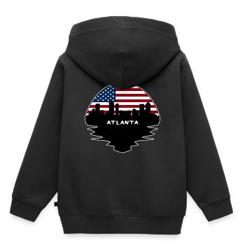 Atlanta Georgia États-Unis Flag Skyline Silhouette Voyage - Sweat Premium à capuche enfant bio - noir - Dos - AI Model Kid Male (0cm)