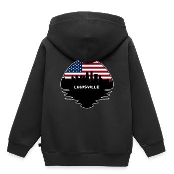 Louisville Kentucky Usa drapeau Skyline Silhouette Tr - Sweat Premium à capuche enfant bio - noir - Dos - AI Model Kid Male (0cm)