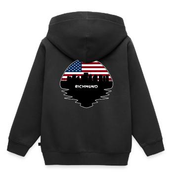Richmond Virginie États-Unis Flag Skyline Silhouette - Sweat Premium à capuche enfant bio - noir - Dos - AI Model Kid Male (0cm)