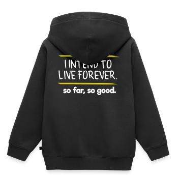 I have the intention of living forever if well, - Sweat Premium à capuche enfant bio - noir - Dos - AI Model Kid Male (0cm)