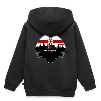 Belfast Irlande du Nord Flag Skyline Silhouette T - Sweat Premium à capuche enfant bio - noir - Dos - AI Model Kid Male (0cm)