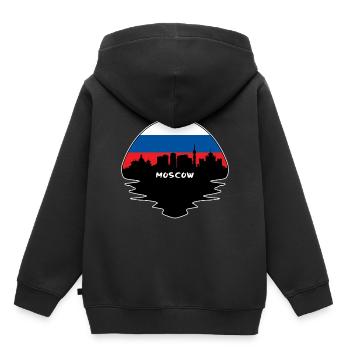 Moskau Russland Flagge Skyline Silhouette Reisen - Kinder Premium Organic Hoodie - Schwarz - Hinten - AI Model Kid Male (0cm)