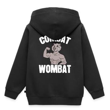 Combat Wombat Taekwondo Feline Feral Meow Pet - Kinder Premium Organic Hoodie - Schwarz - Hinten - AI Model Kid Male (0cm)