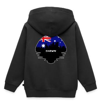 Darwin Australie Flag Skyline Silhouette Voyage - Sweat Premium à capuche enfant bio - noir - Dos - AI Model Kid Male (0cm)