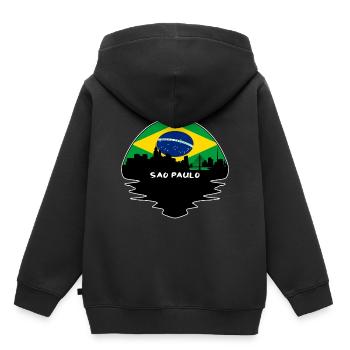 Sao Paulo Brésil Drapeau Skyline Silhouette Voyage - Sweat Premium à capuche enfant bio - noir - Dos - AI Model Kid Male (0cm)