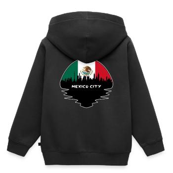 Mexico City Mexico Flag Skyline Silhouette Voyage - Sweat Premium à capuche enfant bio - noir - Dos - AI Model Kid Male (0cm)