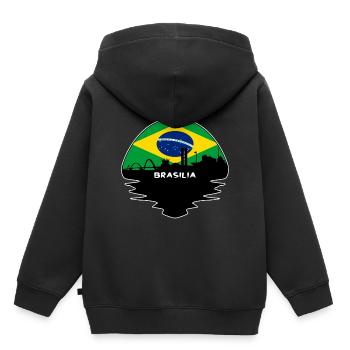 Brasilia Brasilien Flagge Skyline Silhouette Reisen - Kinder Premium Organic Hoodie - Schwarz - Hinten - AI Model Kid Male (0cm)