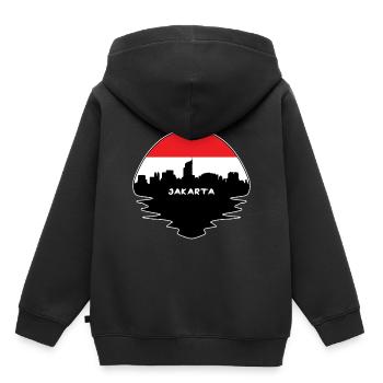 Jakarta Indonesien Flagge Skyline Silhouette Reisen - Kinder Premium Organic Hoodie - Schwarz - Hinten - AI Model Kid Male (0cm)