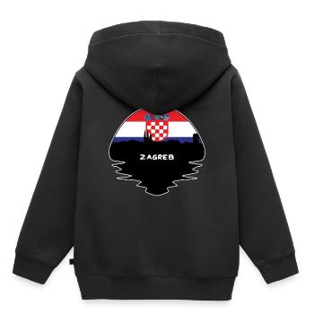 Zagreb Croatia Flag Skyline Silhouette Travel - Kids Premium Organic Hoodie - black - Back - AI Model Kid Male (0cm)