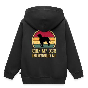 Briquet Griffon Vendeen Dog Silhouette Retro Sun - Sweat Premium à capuche enfant bio - noir - Dos - AI Model Kid Male (0cm)