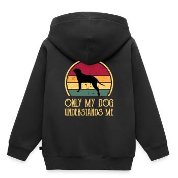 Braque Saint Germain Dog Silhouette Retro Coucher de soleil - Sweat Premium à capuche enfant bio - noir - Dos - AI Model Kid Male (0cm)