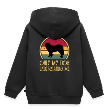 Chien de berger du Caucase Silhouette Rétro Coucher de soleil - Sweat Premium à capuche enfant bio - noir - Dos - AI Model Kid Male (0cm)