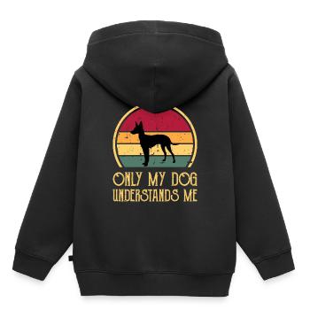 Cirneco Dell Etna Hund Liebe Silhouette Retro Sonnenuntergang - Kinder Premium Organic Hoodie - Schwarz - Hinten - AI Model Kid Male (0cm)