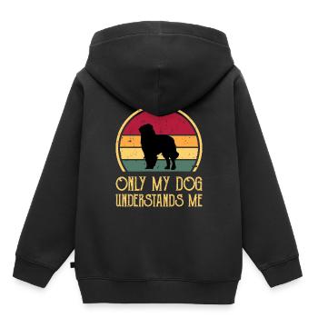 Chien de berger des Carpates Silhouette Rétro Coucher de soleil - Sweat Premium à capuche enfant bio - noir - Dos - AI Model Kid Male (0cm)