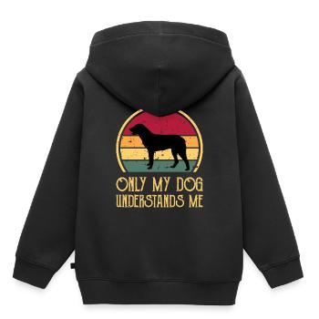 Cao De Castro Laboreiro Hund Silhouette Retro Sonne - Kinder Premium Organic Hoodie - Schwarz - Hinten - AI Model Kid Male (0cm)