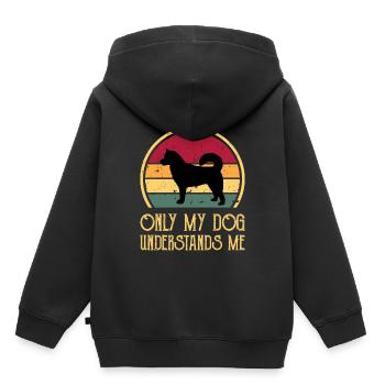 Sibérie orientale Laika Dog Silhouette Retro Sunset - Sweat Premium à capuche enfant bio - noir - Dos - AI Model Kid Male (0cm)