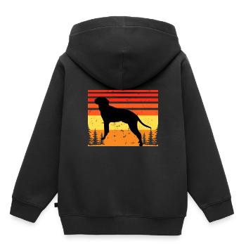 Braque Saint Germain Dog Silhouette Retro Coucher de soleil - Sweat Premium à capuche enfant bio - noir - Dos - AI Model Kid Male (0cm)