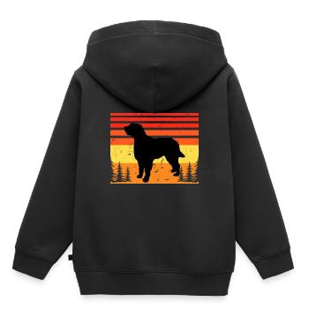 Briquet Griffon Vendeen Dog Silhouette Retro Sun - Sweat Premium à capuche enfant bio - noir - Dos - AI Model Kid Male (0cm)