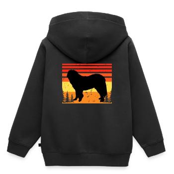 Chien de berger du Caucase Silhouette Rétro Coucher de soleil - Sweat Premium à capuche enfant bio - noir - Dos - AI Model Kid Male (0cm)