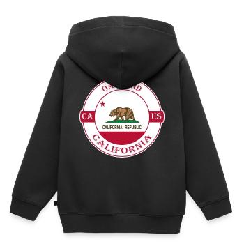 Oakland California Flag USA Travel Souvenir Badge - Kids Premium Organic Hoodie - black - Back - AI Model Kid Male (0cm)