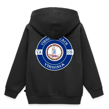Virginia Beach Virginia Flagge USA Souvenir Abzeichen - Kinder Premium Organic Hoodie - Schwarz - Hinten - AI Model Kid Male (0cm)