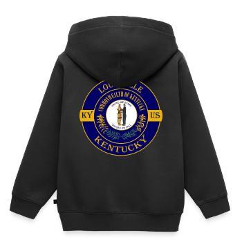 Louisville Kentucky drapeau USA voyage souvenir badge - Sweat Premium à capuche enfant bio - noir - Dos - AI Model Kid Male (0cm)