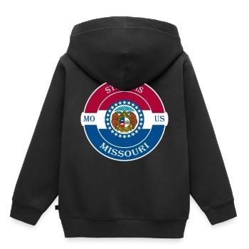 St. Louis Missouri drapeau USA voyage souvenir badge - Sweat Premium à capuche enfant bio - noir - Dos - AI Model Kid Male (0cm)
