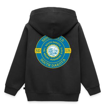 Sioux Falls South Dakota Flag USA Souvenir Logo - Sweat Premium à capuche enfant bio - noir - Dos - AI Model Kid Male (0cm)