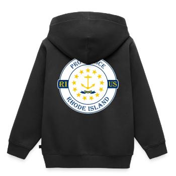 Providence Rhode Island Flag USA Souvenir Badge - Sweat Premium à capuche enfant bio - noir - Dos - AI Model Kid Male (0cm)