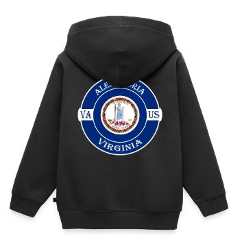 Alexandria Virginia Flag USA Travel Souvenir Badge - Sweat Premium à capuche enfant bio - noir - Dos - AI Model Kid Male (0cm)