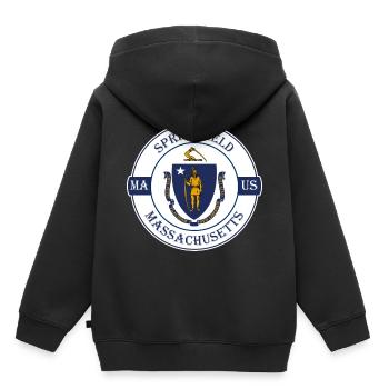 Springfield Massachusetts Flag USA Travel Souvenir - Kids Premium Organic Hoodie - black - Back - AI Model Kid Male (0cm)