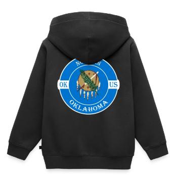 Norman Oklahoma Flag USA Travel Souvenir Badge - Sweat Premium à capuche enfant bio - noir - Dos - AI Model Kid Male (0cm)