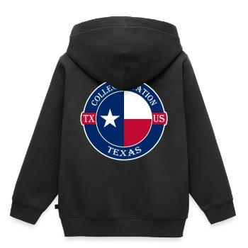 College Station Texas Flagge USA Souvenir Abzeichen - Kinder Premium Organic Hoodie - Schwarz - Hinten - AI Model Kid Male (0cm)