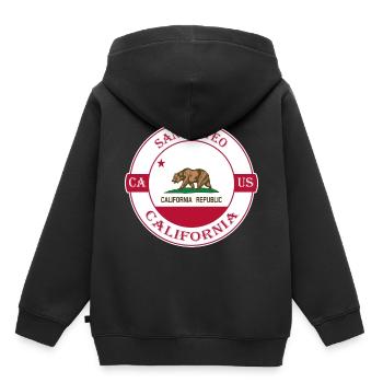San Mateo California Flagge USA Souvenir Abzeichen - Kinder Premium Organic Hoodie - Schwarz - Hinten - AI Model Kid Male (0cm)