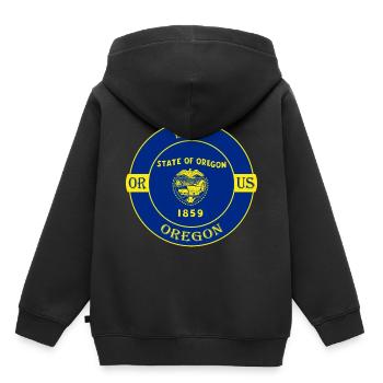 Bend Oregon Flagge USA Reise Souvenir Abzeichen - Kinder Premium Organic Hoodie - Schwarz - Hinten - AI Model Kid Male (0cm)